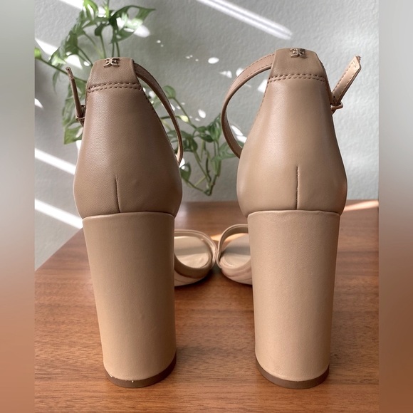 Sam Edelman Yaro Block Heel Sandals Beige Taupe Tan Nude Leather Size 10 - Picture 5 of 11